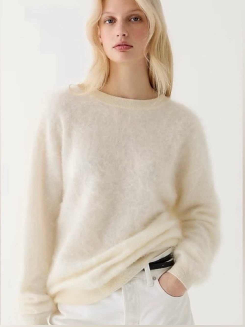 J. Crew Cream brushed 100% cashmere  Sweater